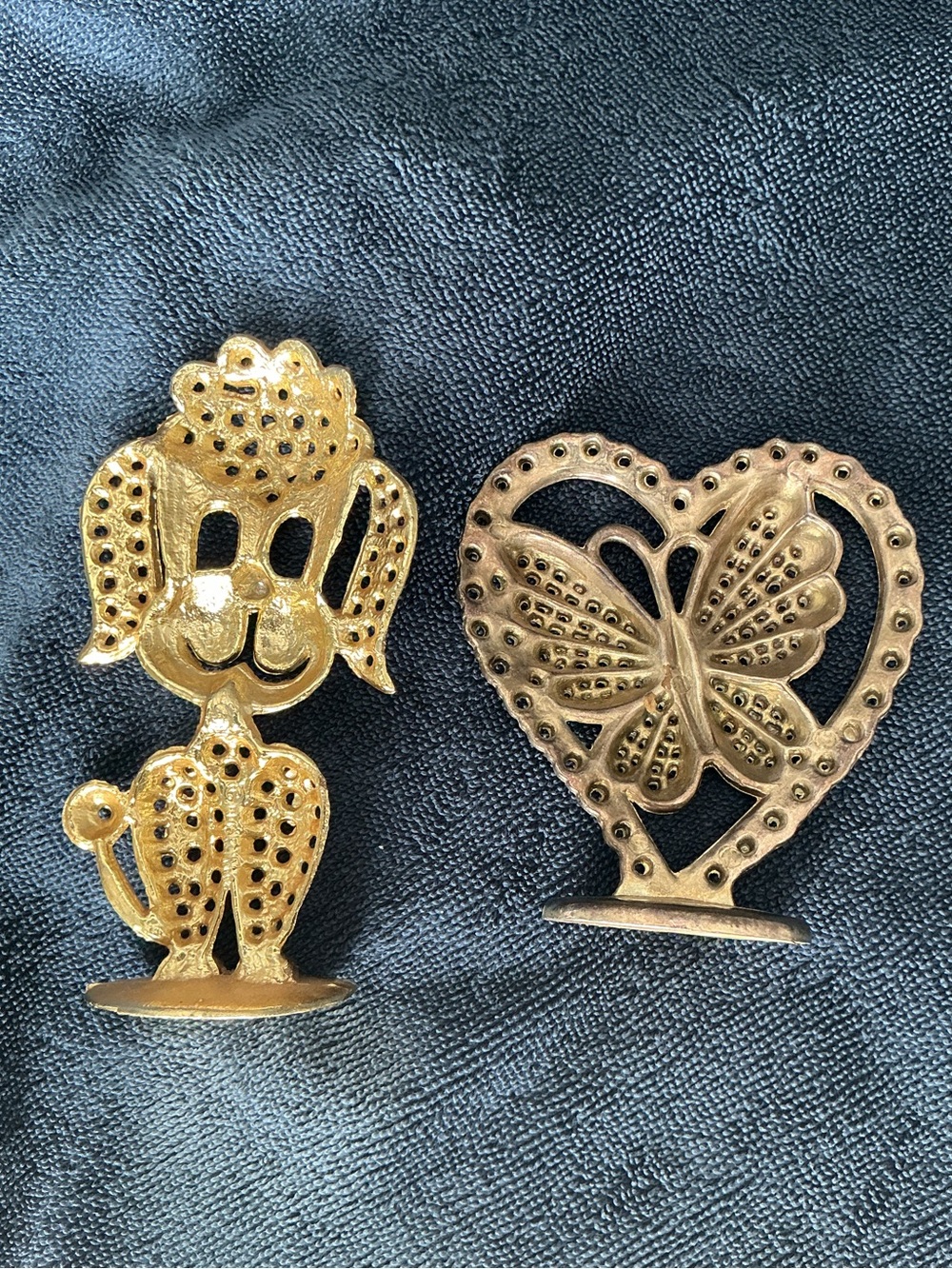 Bundle of 2 Vintage Torino Earring Holders Poodle Butterfly - Picture 3 of 7
